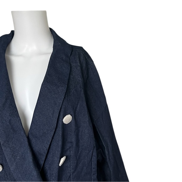 NEW Eloquii Denim Blazer Dark Wash Double Breasted Womens Plus Size 24 - Picture 3 of 8